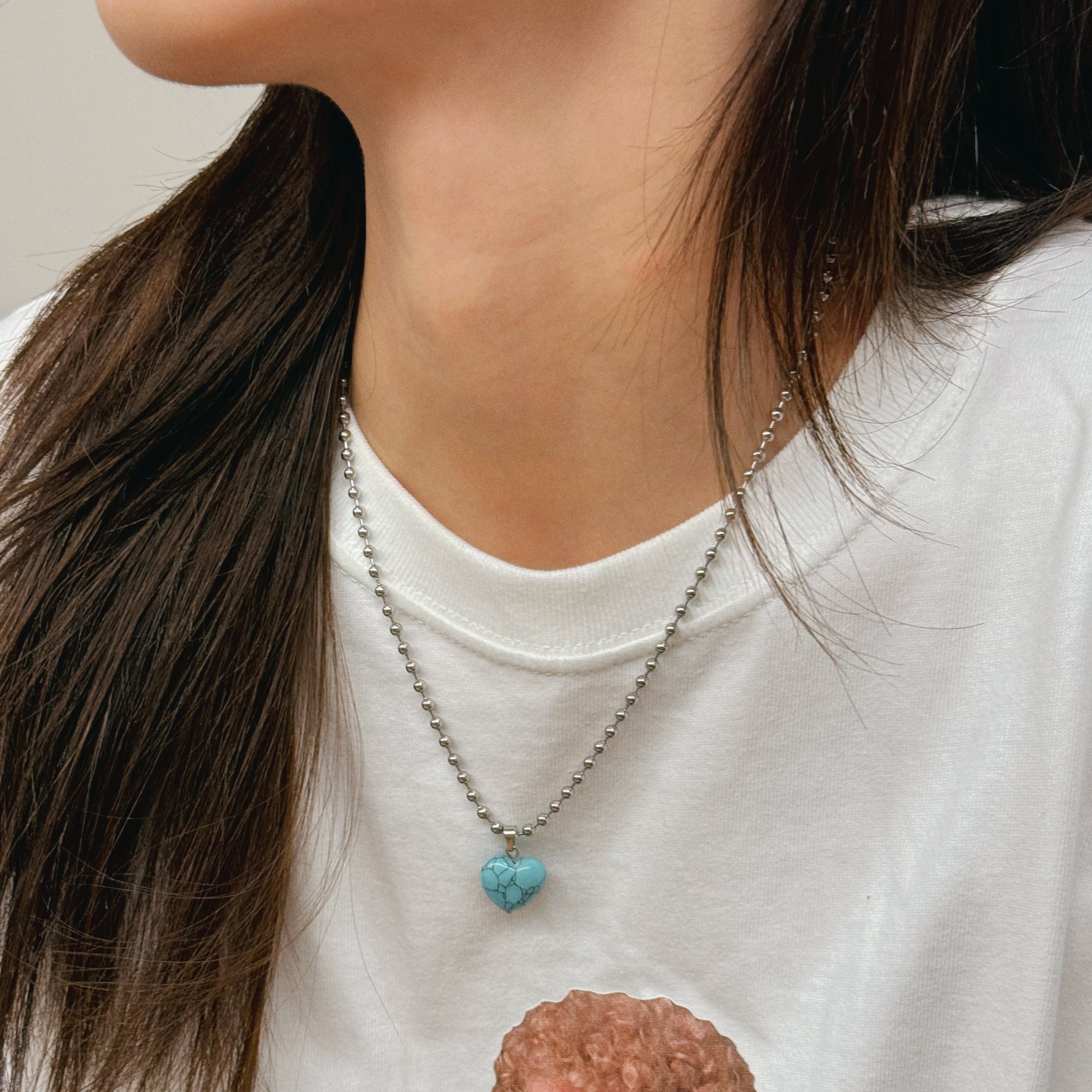 [Handmade] Turquoise Heart Necklace