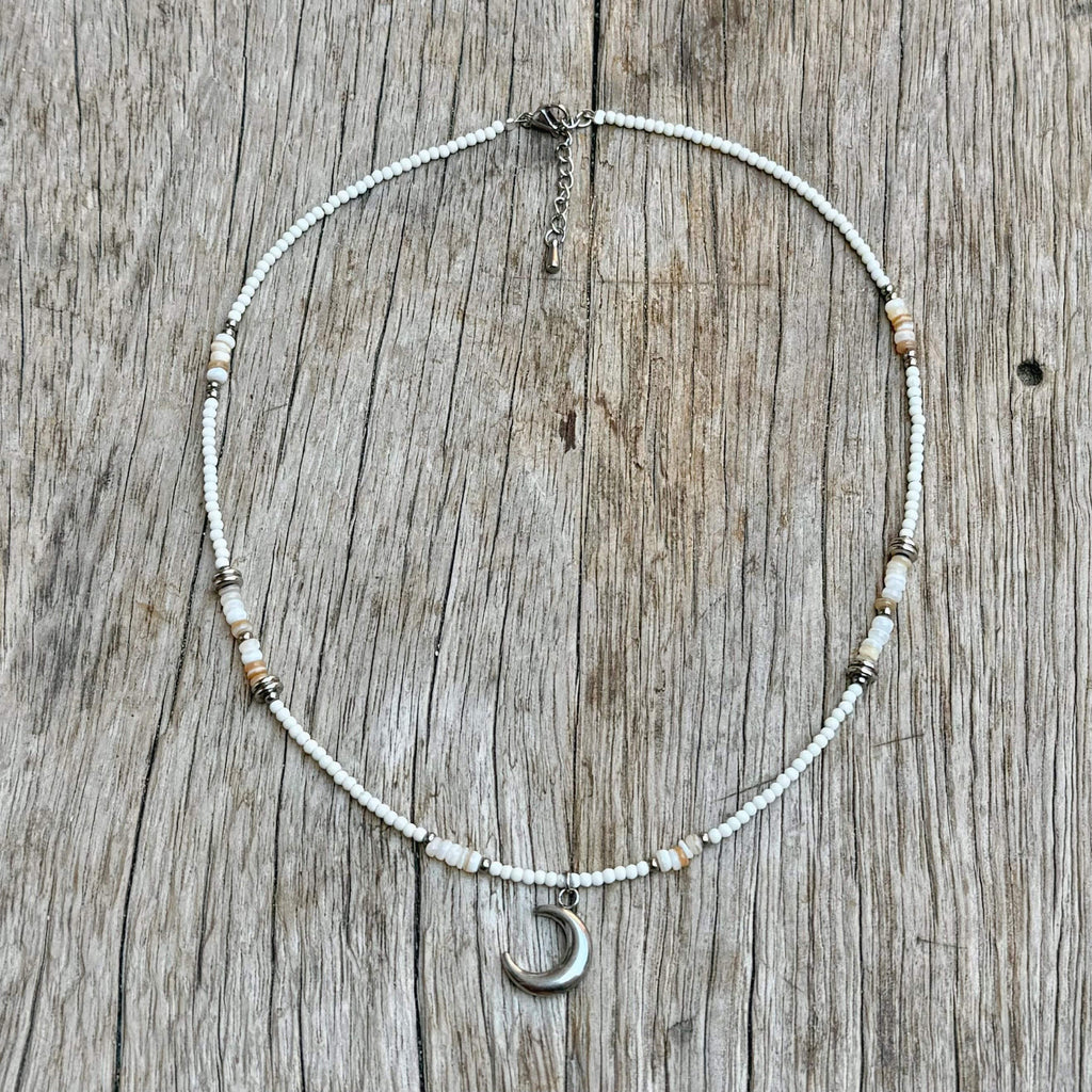 [Handmade] Crescent Stone Necklace