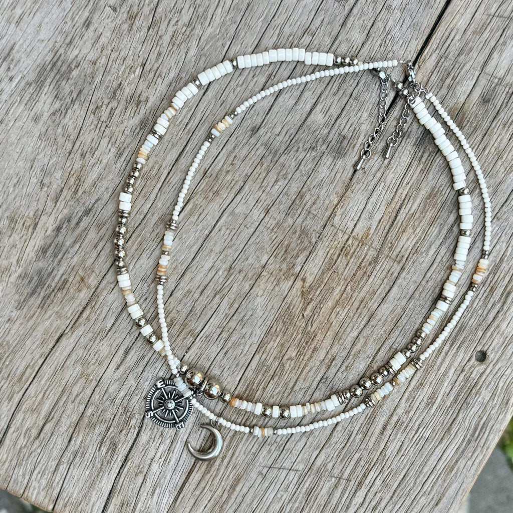 [Handmade] Crescent Stone Necklace