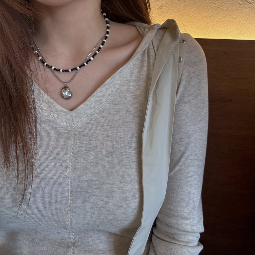 [Handmade] Monochrome Stone Necklace