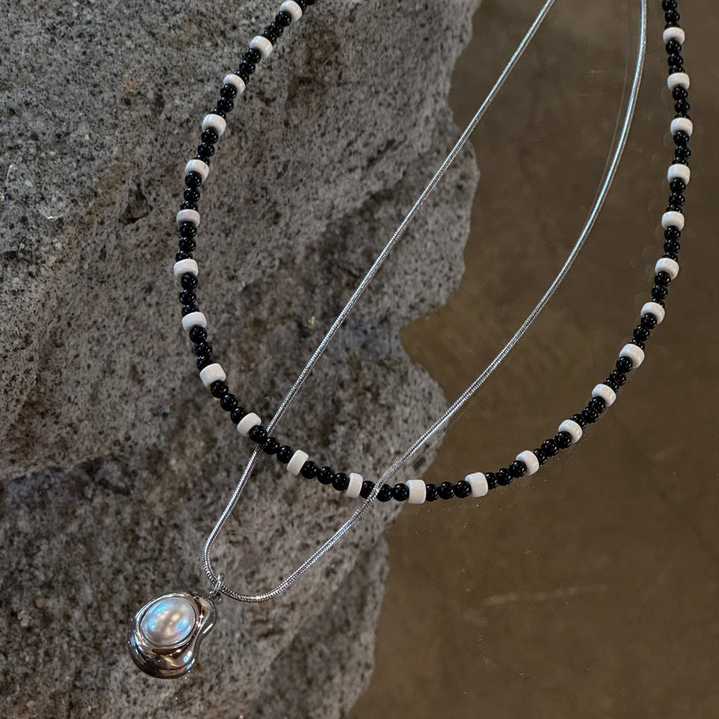 [Handmade] Monochrome Stone Necklace