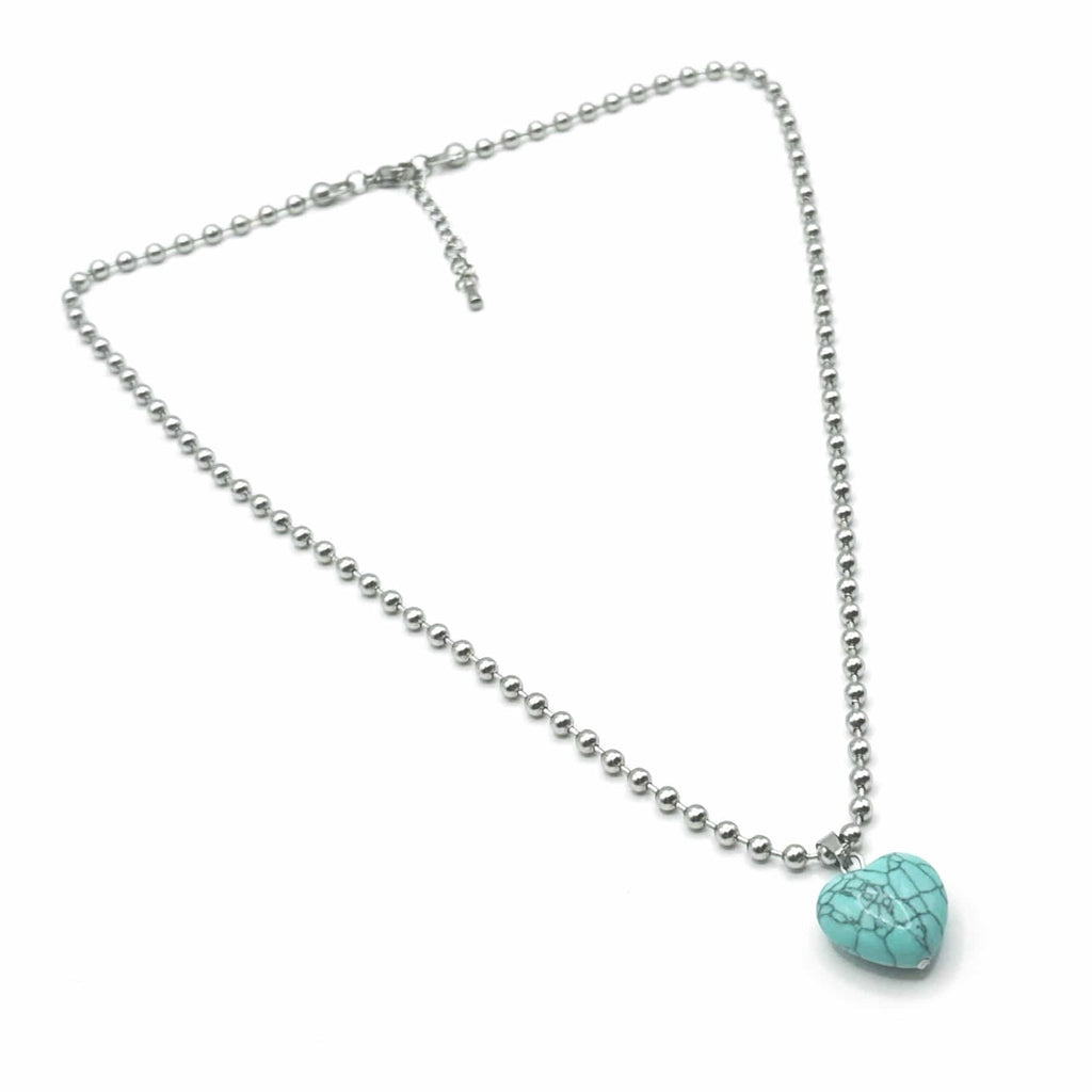 [Handmade] Turquoise Heart Necklace