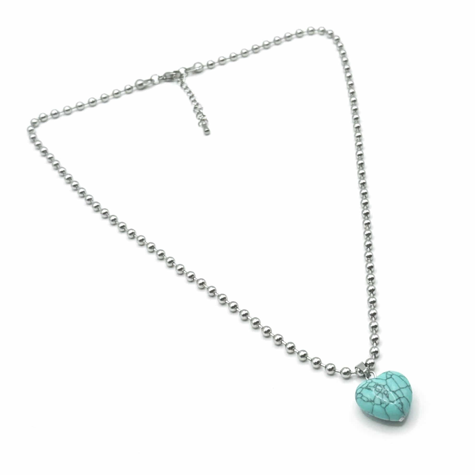 [Handmade] Turquoise Heart Necklace
