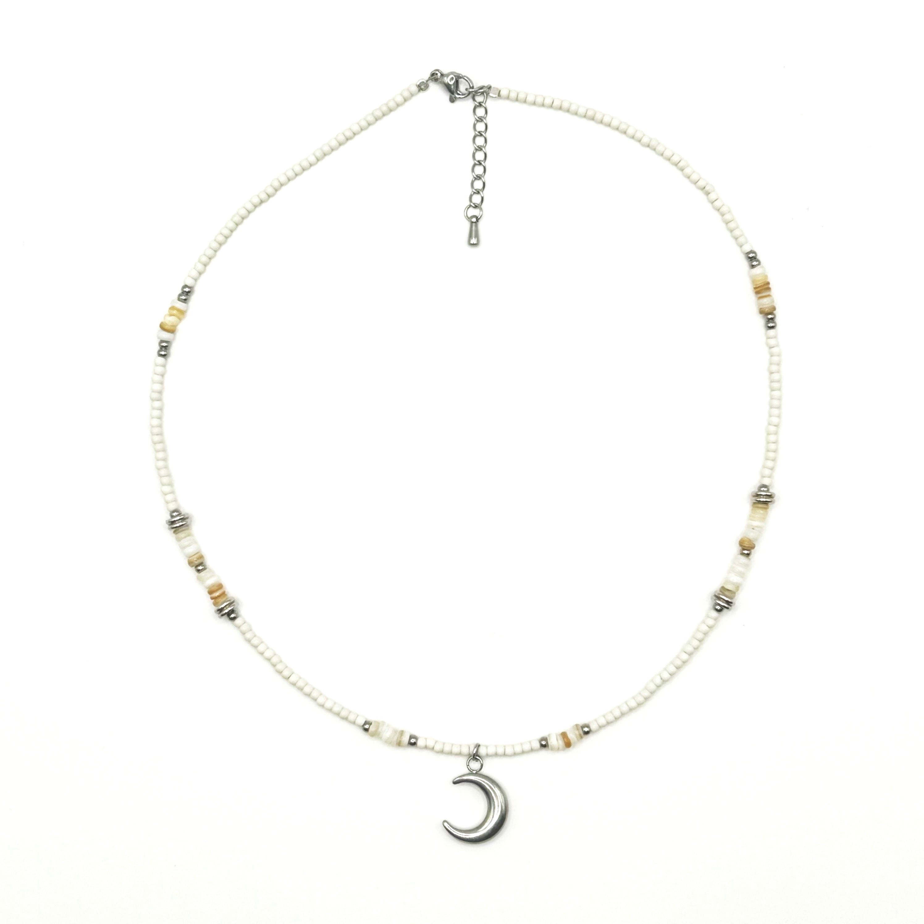 [Handmade] Crescent Stone Necklace