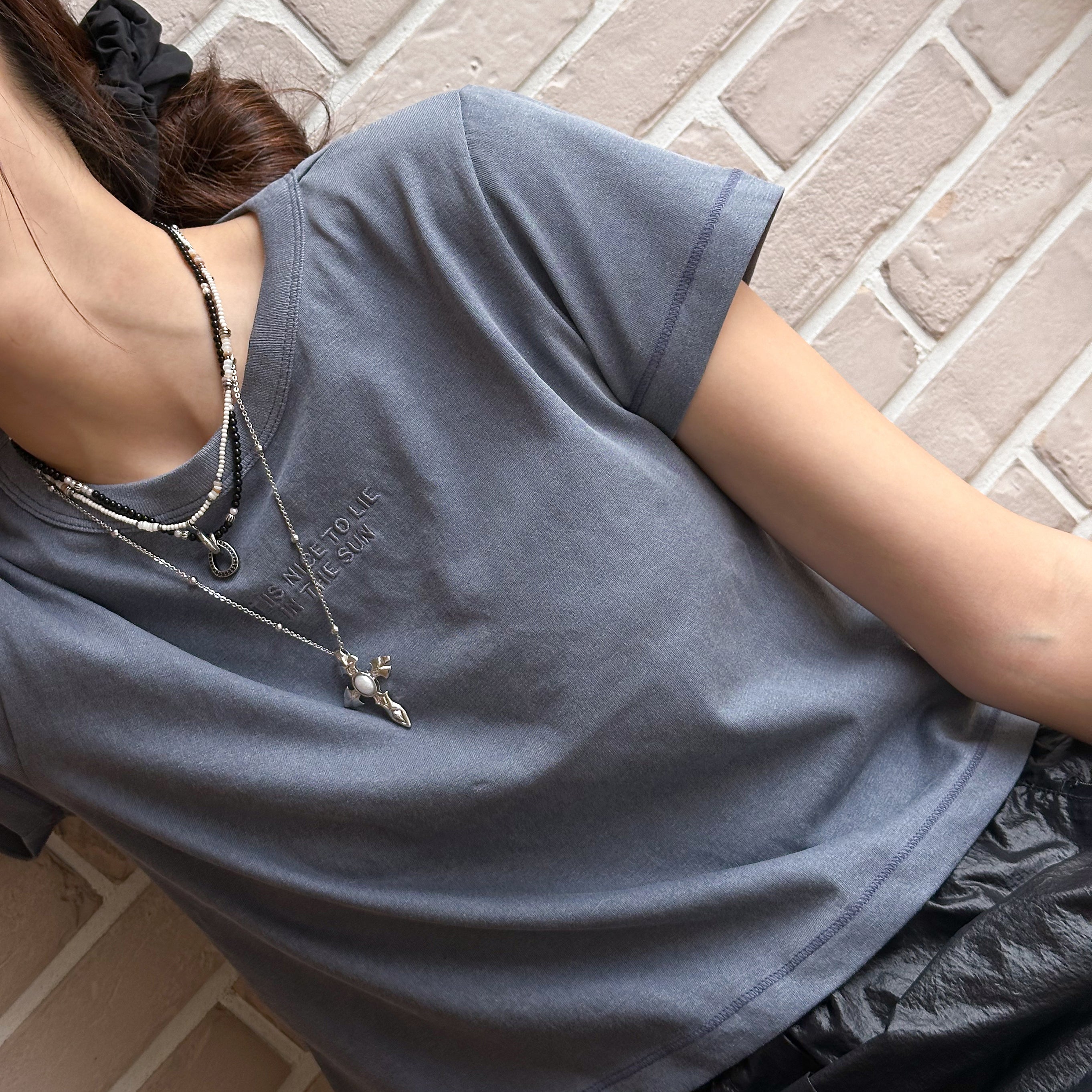 [Handmade] Crescent Stone Necklace